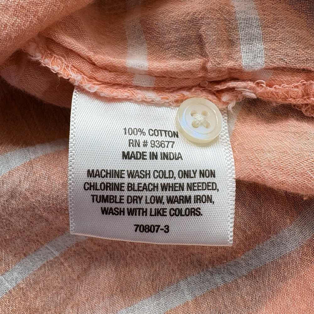 St. John's Bay Popover Tunic Women's XL Peach Stripe Cottagecore Sheer Coastal‎ - Picture 9 of 14